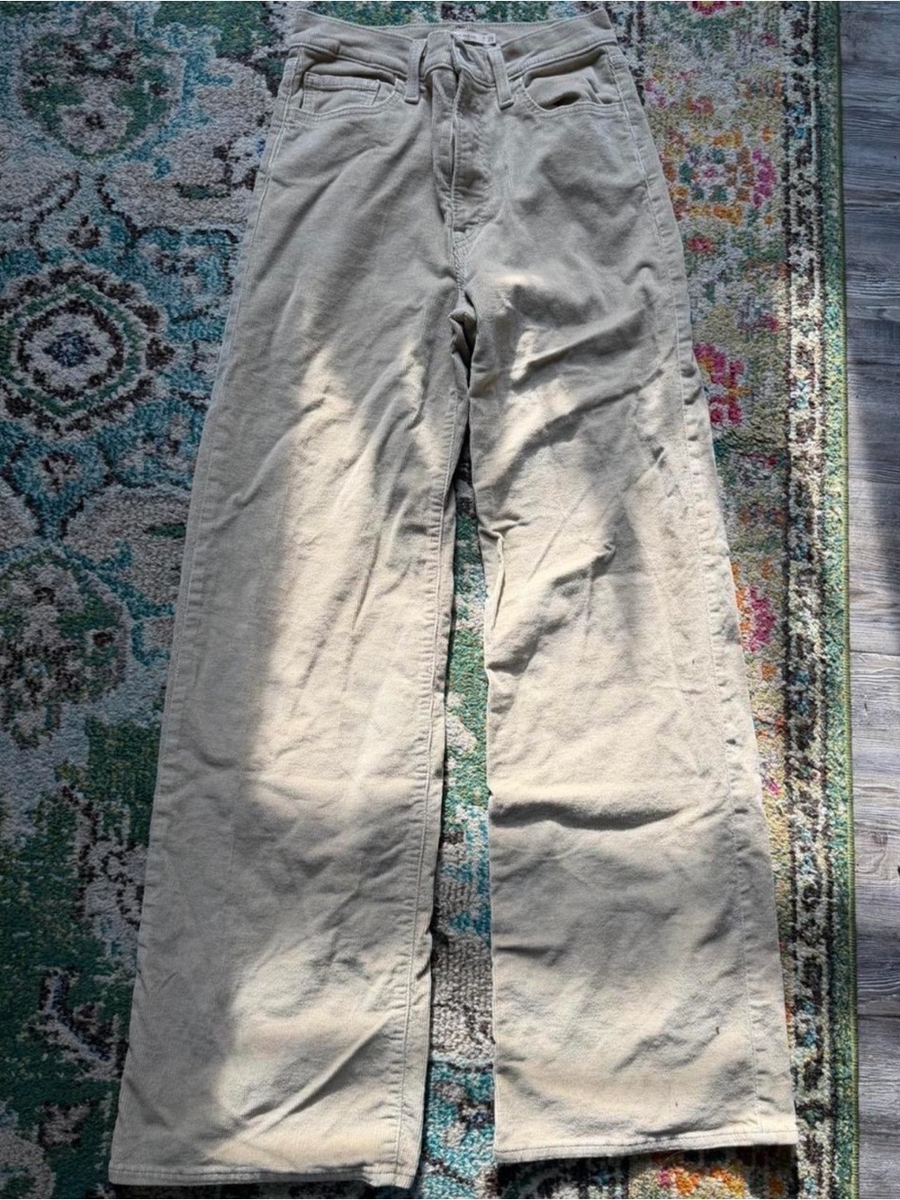Women's Ribcage Wide-Leg Corduroy Pants in Light Khaki